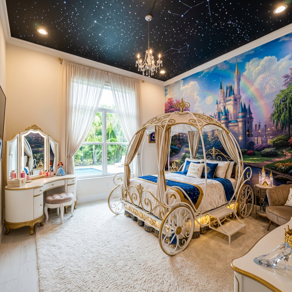 Luxury custom Disney themed bunk bedroom in a Reunion Resort short-term rental